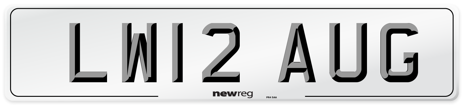 LW12 AUG Number Plate from New Reg